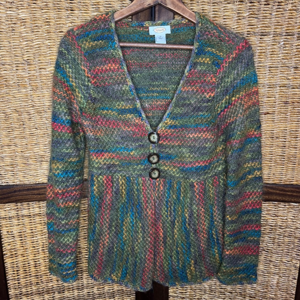 Talbots Mohair Wool Blend Baby Doll Style Empire Waist Cardigan Sweater Whimsy M